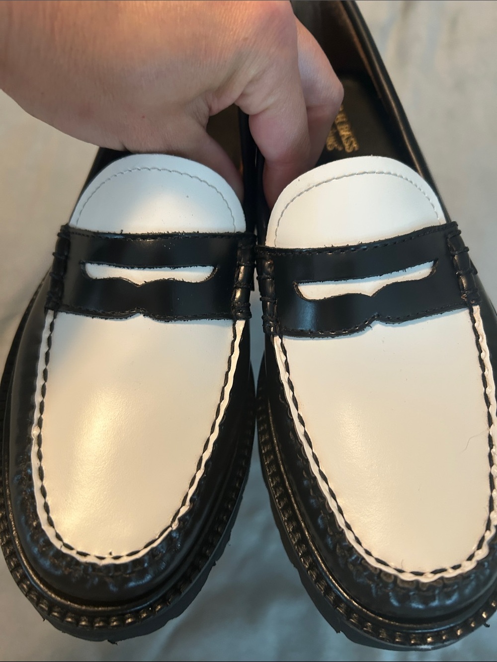 G.H. Bass Weejuns, White and Black Penny Loafers - Picture 7 of 7